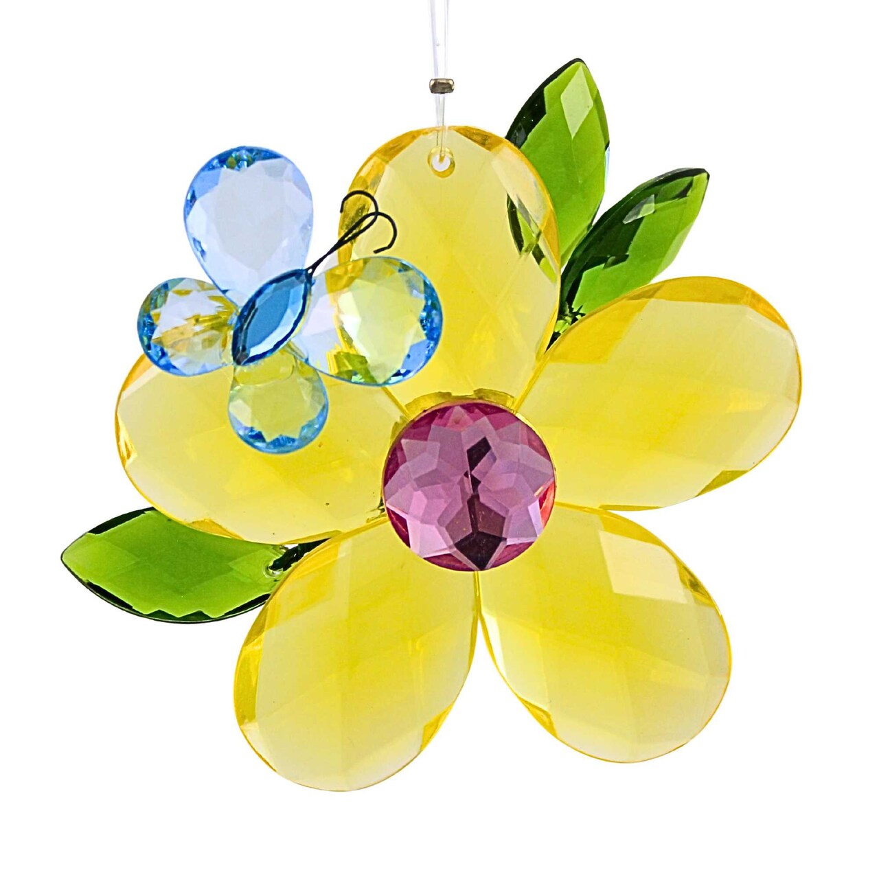 Crystal Expressions 3.0 Inch Daisy Flower With Friend Ornament Spring Tree Ornament , Summer Spring Suncatcher